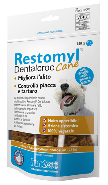 RESTOMYL DENTALCROC CANI TAGLIA MEDIA GRANDE E GIGANTE BUSTA 150 G - Pharmaleader