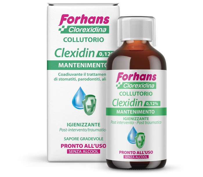 FORHANS COLLUTORIO CON CLOREXIDINA 0,12 CLEXIDIN SENZA ALCOOL 200 ML - Pharmaleader