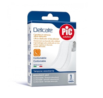 CEROTTO PIC DELICATE STRISCIA BIANCA CON TAMPONE ANTIBATTERICO CM 8X0,5 M - Pharmaleader