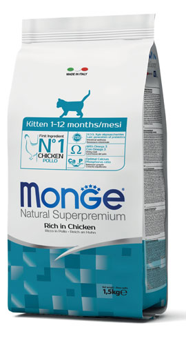 MONGE NATURAL SUPERPREMIUM SECCO GATTO KITTEN 1/12 MONTHS 1,5 KG - Pharmaleader