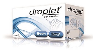AGO PER PENNA DA INSULINA DROPLET 32 GAUGE 8 MM 100 PEZZI - Pharmaleader