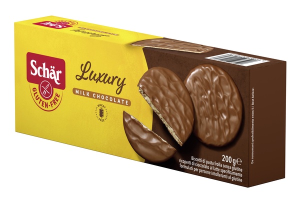SCHAR LUXURY BISCOTTI DI PASTA FROLLA RICOPERTI DI CIOCCOLATO AL LATTE 200 G - Pharmaleader