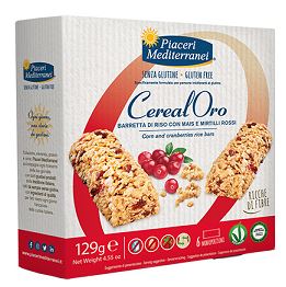 PIACERI MEDITERRANEI CEREALORO BARRETTA DI RISO CON MAIS E MIRTILLI ROSSI 6 PEZZI DA 21,5 G - Pharmaleader