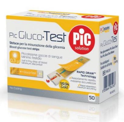 STRISCE MISURAZIONE GLICEMIA PIC GLUCOTEST 50 PEZZI - Pharmaleader