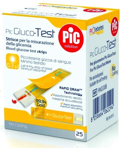 STRISCE MISURAZIONE GLICEMIA PIC GLUCOTEST 25 PEZZI - Pharmaleader