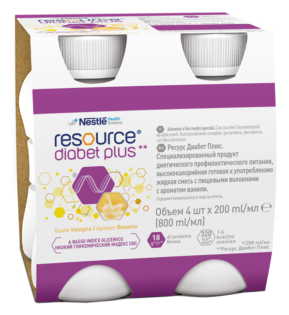 RESOURCE DIABET PLUS VANIGLIA 4 X 200 ML - Pharmaleader