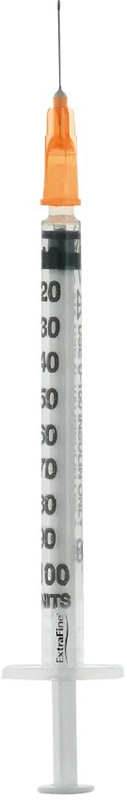 SIRINGA PER INSULINA EXTRAFINE 1ML 100 UI AGO REMOVIBILE 25 GAUGE 0,5X16 MM 1 PEZZO - Pharmaleader