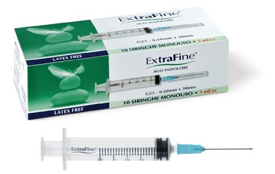SIRINGA EXTRAFINE 5 ML GAUGE 23 0,60X30MM 10 PEZZI - Pharmaleader