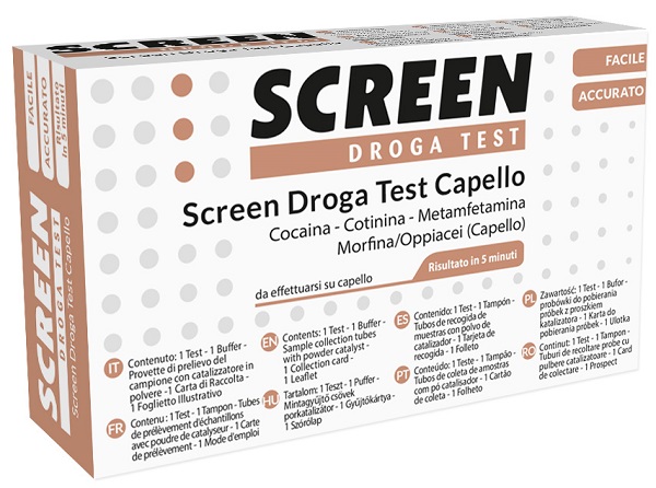 SCREEN DROGA TEST 4 SOSTANZE TRAMITE CAPELLI TEST ANTIDROGA CAPELLO - Pharmaleader