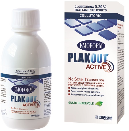 EMOFORM PLAK OUT ACTIVE CLOREXIDINA 0,20% COLLUTORIO 200 ML - Pharmaleader