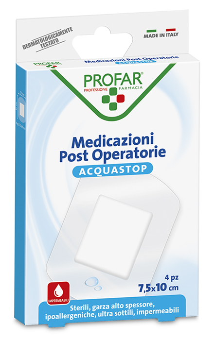 ACQUASTOP MEDICAZIONE POST OPERATORIA 7,5X10 CM PROFAR MED 4 PEZZI - Pharmaleader