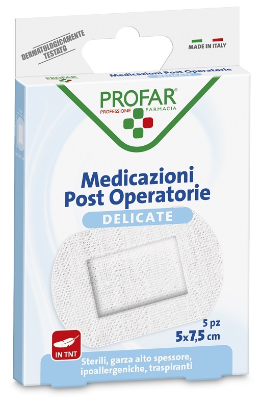 MEDICAZIONE POST OPERATORIA STERILE GARZA ANTIADERENTE 5X7,5 CM 5 PEZZI PROFAR - Pharmaleader