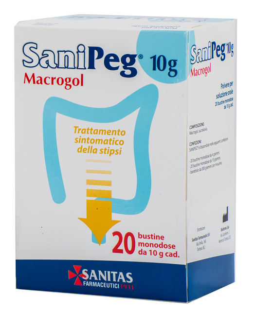 SANIPEG MACROGOL POLVERE PER SOLUZIONE ORALE 20 BUSTE DA 10 G - Pharmaleader