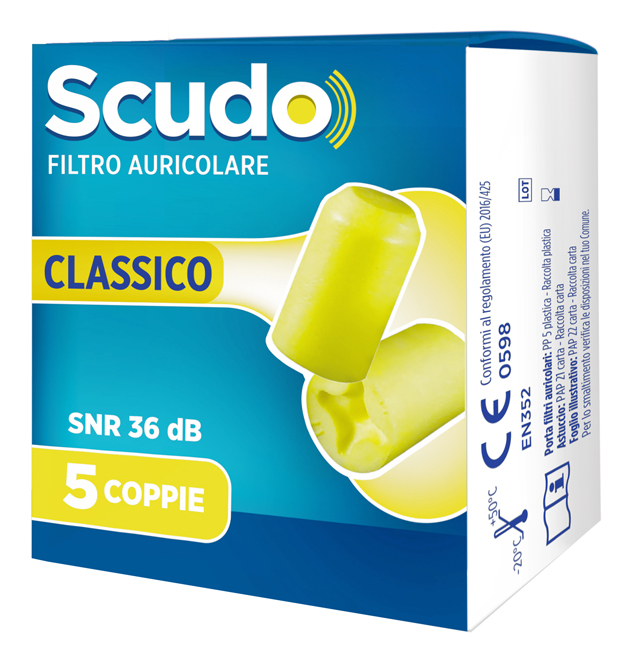 SCUDO FILTRO AURICOLARE CLASSICO SNR 36 DB 7-12MM 5 PAIA - Pharmaleader
