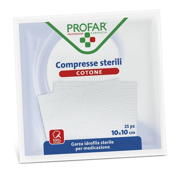 GARZA IDROFILA PROFAR COMPRESSA STERILE 10X10 CM 25 PEZZI - Pharmaleader