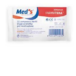 GARZA COMPRESSA IDROFILA MEDS FARMATEXA 12/8 10X10CM 25 PEZZI - Pharmaleader