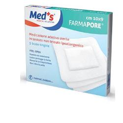 CEROTTO MEDS FARMAPORE STERILE CON TAMPONE DI GARZA CENTRALE E BORDI ADESIVI 6X9 CM 5 PEZZI - Pharmaleader