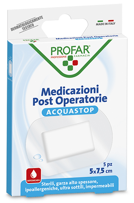 ACQUASTOP MEDICAZIONE POST OPERATORIA 5X7,5 CM PROFAR MED 5 PEZZI - Pharmaleader