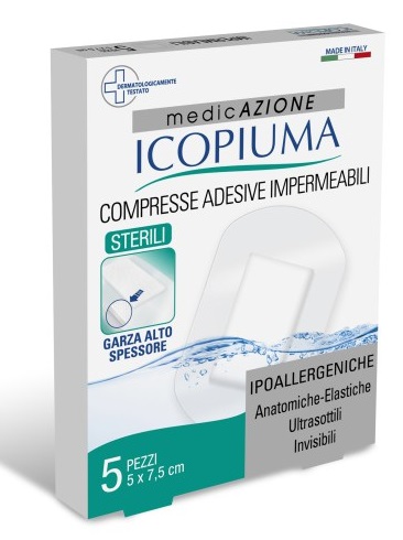 ICOPIUMA GARZA COMPRESSA MEDICATA POSTOPERATORIA 5X7,5 CM 5 PEZZI - Pharmaleader