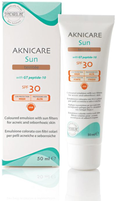 CREMA COLORATA PROTETTIVA SOLARE PER PELLE ACNEICA AKNICARE SUN TEINTEE' DORE' TUBETTO 50 ML - Pharmaleader