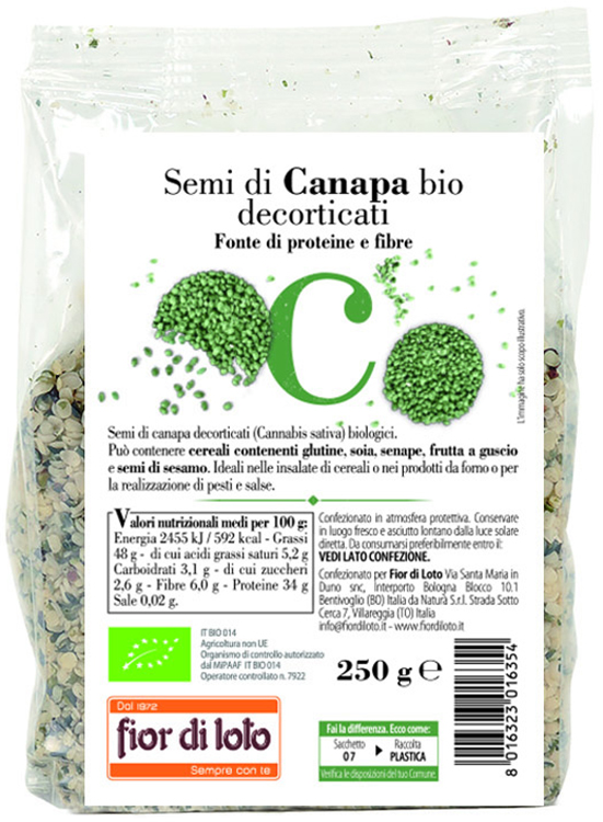 SEMI CANAPA DECORTICATA BIO 250 G - Pharmaleader