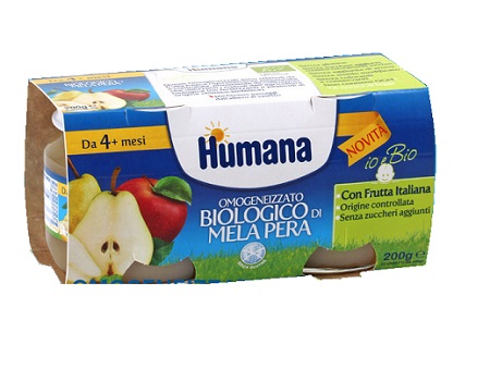 HUMANA OMOGENEIZZATO MELA/PERA BIO 2 VASETTI 100 G - Pharmaleader