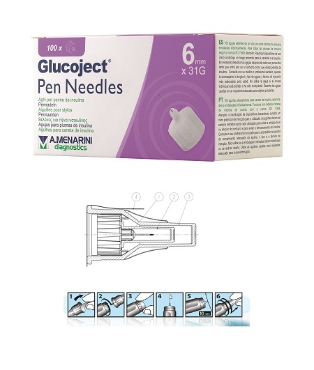 AGO PER PENNA DA INSULINA GLUCOJECT LUNGHEZZA 6 MM GAUGE 31 100 PEZZI - Pharmaleader
