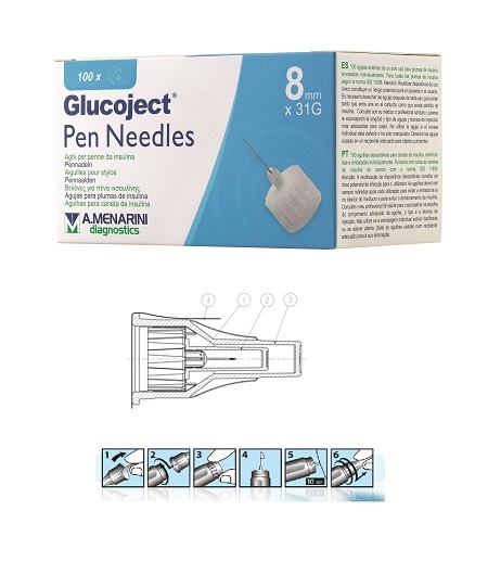 AGO PER PENNA DA INSULINA GLUCOJECT LUNGHEZZA 8 MM GAUGE 31 100 PEZZI - Pharmaleader
