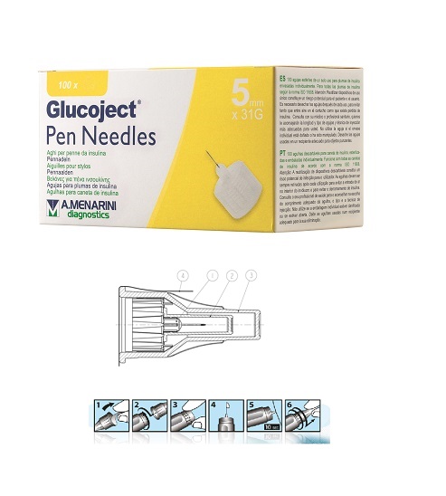 AGO PER PENNA DA INSULINA GLUCOJECT LUNGHEZZA 5 MM GAUGE 31 100 PEZZI - Pharmaleader