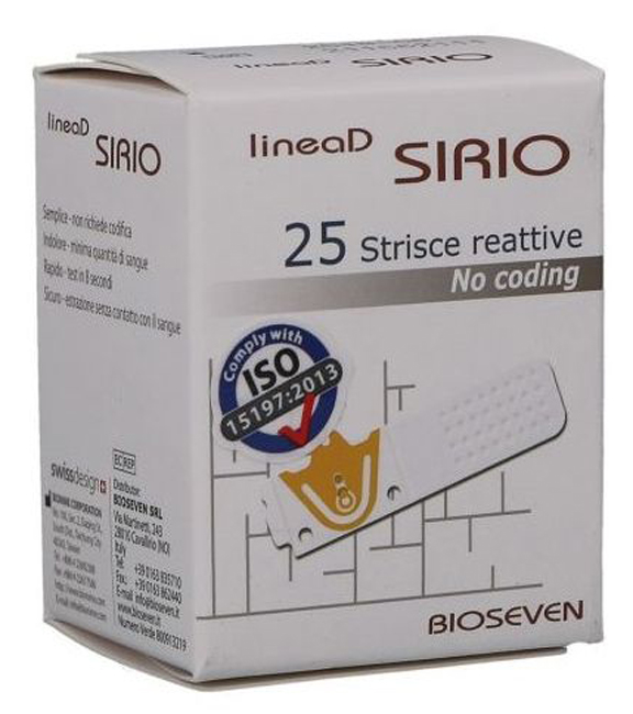 STRISCE MISURAZIONE GLICEMIA LINEA D SIRIO 25 PEZZI - Pharmaleader