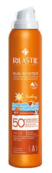 RILASTIL SUN SYSTEM BABY PPT SPF 50+ TRANSPARENT SPRAY WET SKIN 200 ML - Pharmaleader