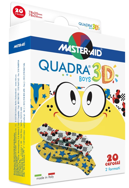 CEROTTO MASTER-AID QUADRA 3D BOYS 20 PEZZI ASSORTITI - Pharmaleader