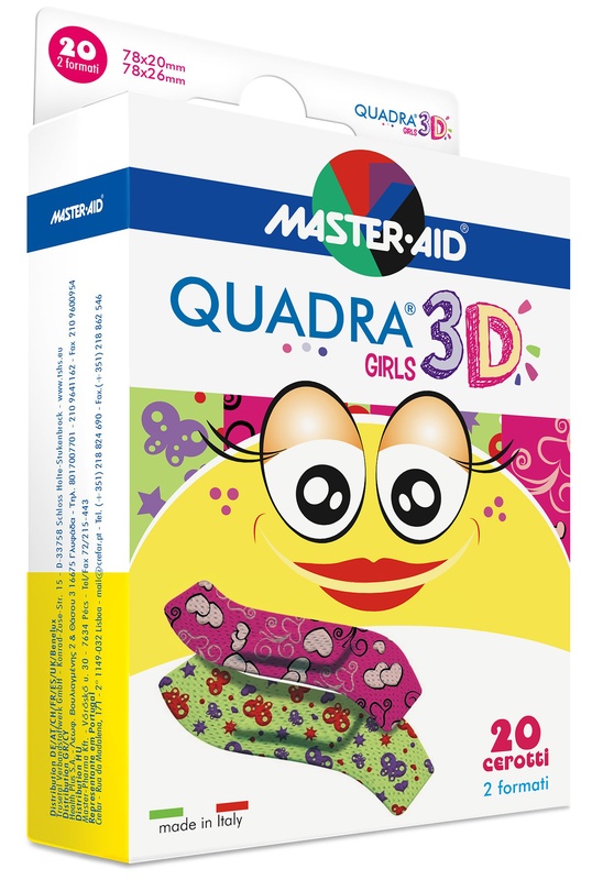 CEROTTO MASTER-AID QUADRA 3D GIRLS 20 PEZZI ASSORTITI - Pharmaleader