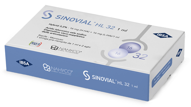 SIRINGA INTRA-ARTICOLARE SINOVIAL HL 32 ACIDO IALURONICO SALE SODICO 16MG H-HA + 16MG H-LA/1ML + AGO 22 GAUGE + AGO 29 GAUGE - Pharmaleader