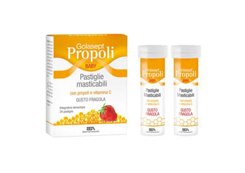 GOLASEPT PROPOLI BABY 24 COMPRESSE MASTICABILI FRAGOLA - Pharmaleader