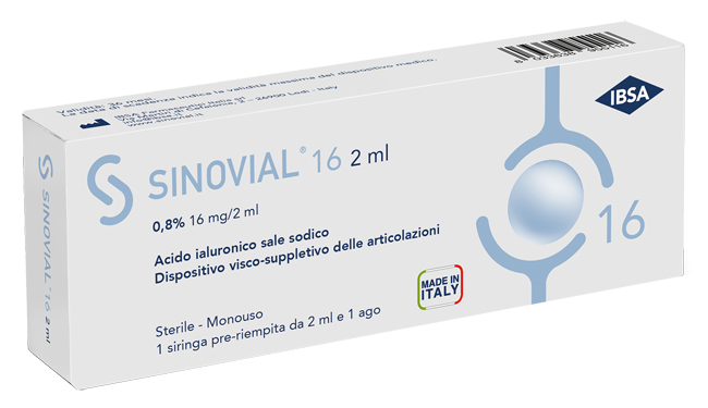 SIRINGA INTRA-ARTICOLARE SINOVIAL 16 ACIDO IALURONICO SALE SODICO 0,8% 16MG/2ML 2ML + AGO 21 GAUGE - Pharmaleader