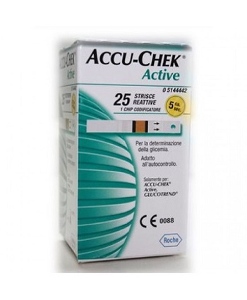 STRISCE MISURAZIONE GLICEMIA ACCU-CHEK ACTIVE STRIPS 25 PEZZI INF RETAIL - Pharmaleader