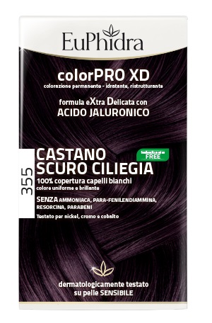 EUPHIDRA COLORPRO XD 355 CASTANO SCURO CILIEGIA GEL COLORANTE CAPELLI IN FLACONE + ATTIVANTE + BALSAMO + GUANTI - Pharmaleader