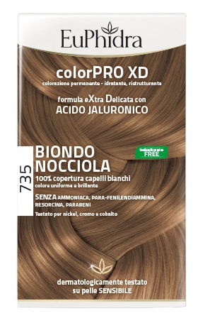 EUPHIDRA COLORPRO XD 735 BIONDO NOCCIOLA GEL COLORANTE CAPELLI IN FLACONE + ATTIVANTE + BALSAMO + GUANTI - Pharmaleader