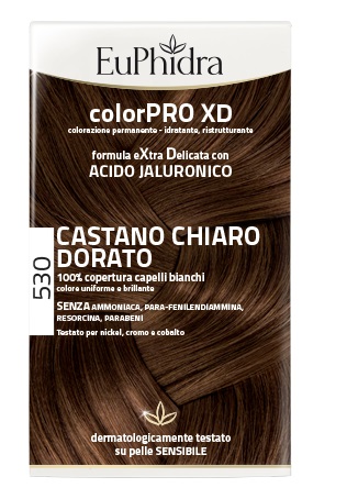 EUPHIDRA COLORPRO XD 530 CASTANO CHIARO DORATO GEL COLORANTE CAPELLI IN FLACONE + ATTIVANTE + BALSAMO + GUANTI - Pharmaleader