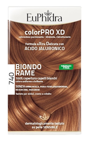 EUPHIDRA COLORPRO XD 740 BIONDO RAME GEL COLORANTE CAPELLI IN FLACONE + ATTIVANTE + BALSAMO + GUANTI - Pharmaleader
