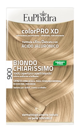 EUPHIDRA COLORPRO XD 900 BIONDO CHIARISSIMO GEL COLORANTE CAPELLI IN FLACONE + ATTIVANTE + BALSAMO + GUANTI - Pharmaleader