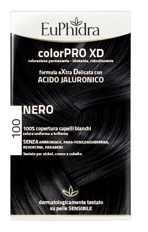 EUPHIDRA COLORPRO XD 100 NERO GEL COLORANTE CAPELLI IN FLACONE + ATTIVANTE + BALSAMO + GUANTI - Pharmaleader