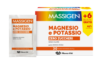 MASSIGEN MAGNESIO E POTASSIO ZERO ZUCCHERI 24 BUSTINE + 6 GRATIS - Pharmaleader