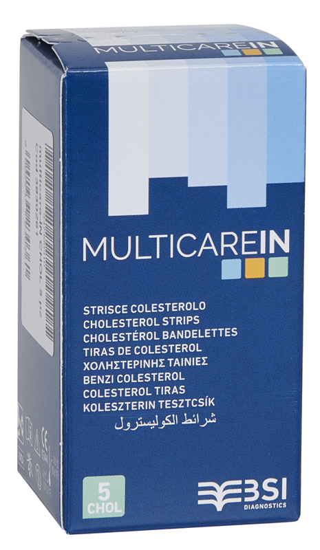 TEST COLESTEROLEMIA MULTICARE IN COLESTEROLO IN STRISCE CON ASPIRAZIONE CAPILLARE 5 PEZZI - Pharmaleader