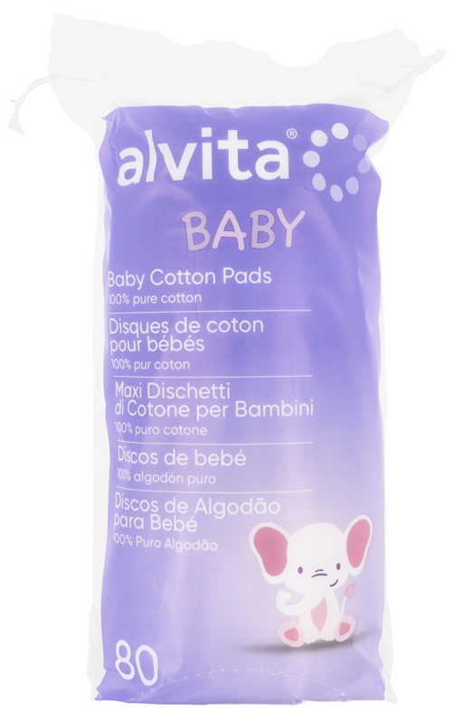 ALVITA BABY MAXI DISCHETTI DI COTONE PER BAMBINI 100% PURO COTONE 80 PEZZI - Pharmaleader