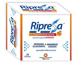 RIPRESA 30BUST 10G INTEGRATORE ALIMENTARE DI MAGNESIO E POTASSIO BUSTINE EFFERVESCENTI UTILE NEGLI STATI DI STANCHEZZA - Pharmaleader