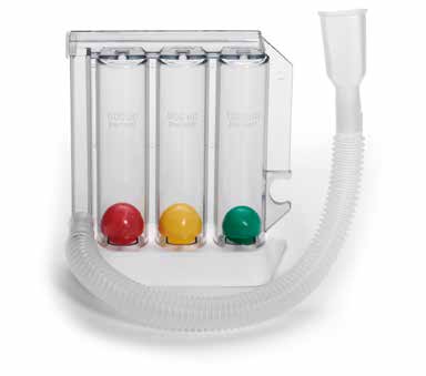 DISPOSITIVO PER ESERCITAZIONE DELLA RESPIRAZIONE CON INSPIRAZIONE MONOPAZIENTE RESPIPROGRAM CORPO A 3 CAMERE CON INDICATORI MOBILI CON TUBO E BOCCAGLIO IN POLIETILENE - Pharmaleader