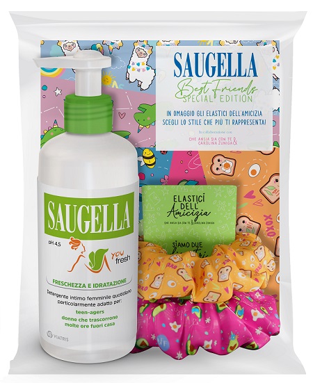 SAUGELLA BUNDLE YOU FRESH PH 4,5 DETERGENTE INTIMO FRESCHEZZA E IDRATAZIONE + SCRUNCHIES IN OMAGGIO - Pharmaleader