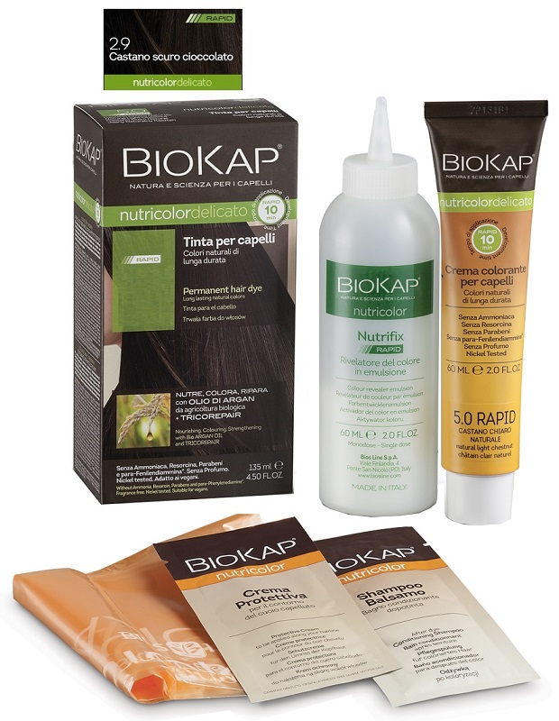 BIOS LINE  BIOKAP NUTRICOLOR DELICATO RAPID TINTA 2,9 CASTANO SCURO CIOCCOLATO 135 ML - Pharmaleader